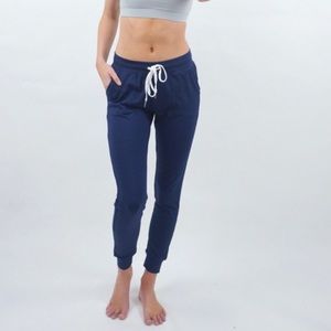 Zyia Active Navy Blue Cozy Joggers Sz Small